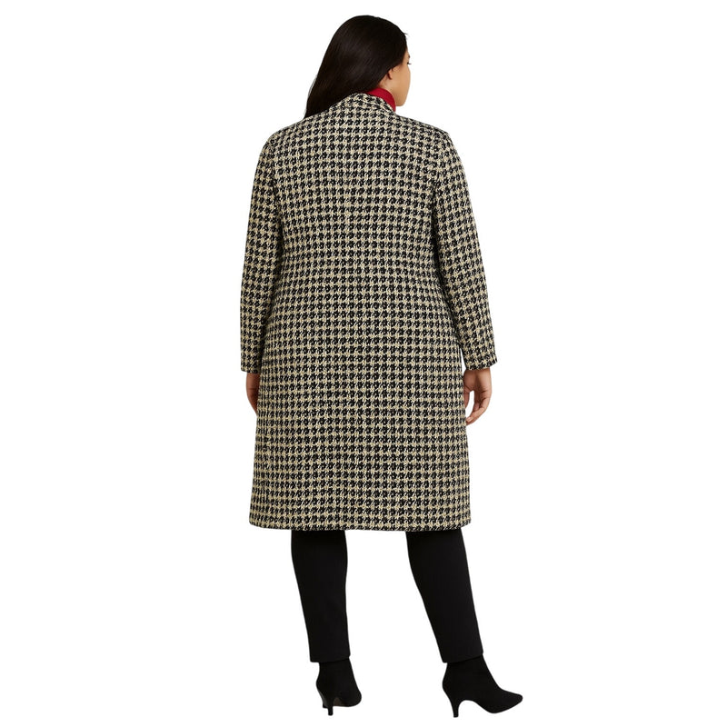 Judith Hart Black Ivory Knee-Length Coat 22W Fully Lined