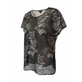 Lane Bryant Sheer Floral Mesh Blouse Top 18/20 Black Pink Romantic Chic