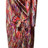 Emma & Michelle XL Multicolor Abstract Faux Wrap Dress | 3/4 Sleeve Stretch Career Casual