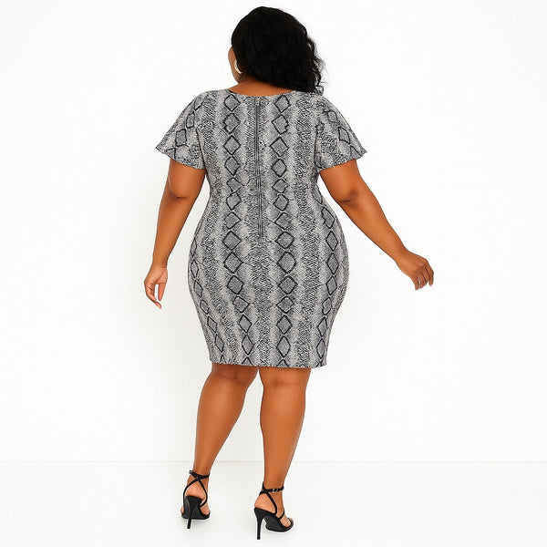 Symphony 3X Reptile Print Knot-Front Bodycon Dress