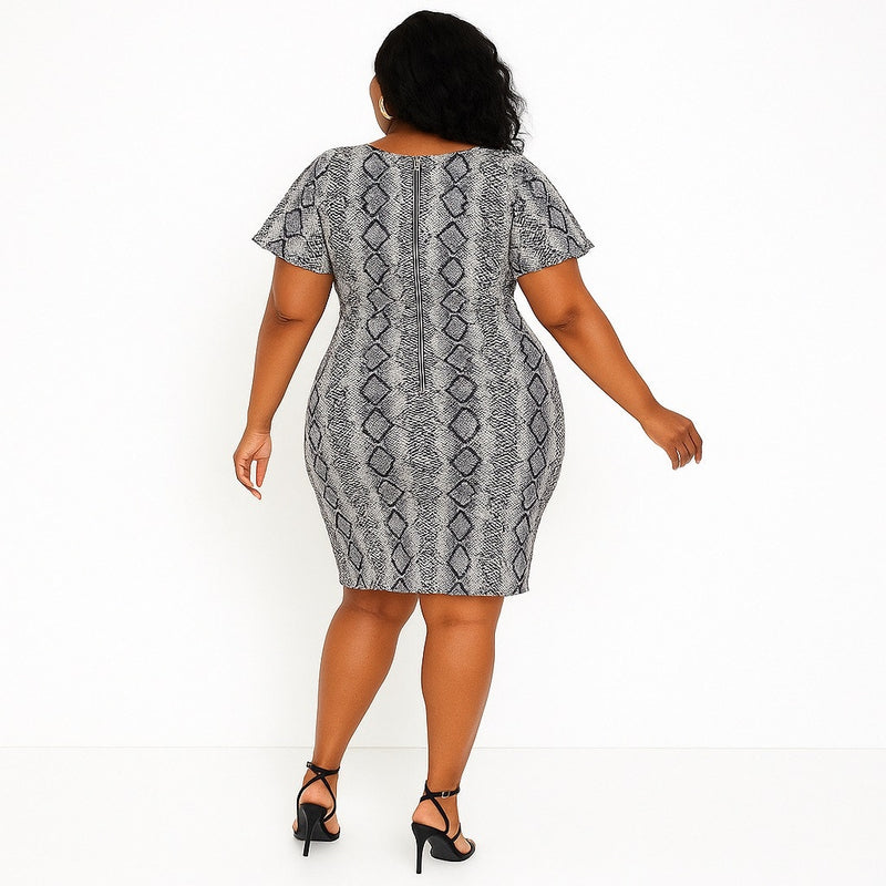 Symphony 3X Reptile Print Knot-Front Bodycon Dress
