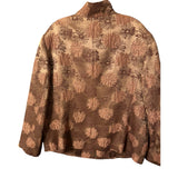 Ellen Tracy 16W Copper Floral Brocade Zip Jacket with Slant Pockets