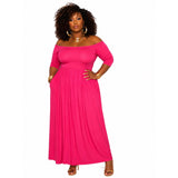 Sexy Diva Hot Pink Off-Shoulder Maxi Dress Plus Size 3X Glam Evening Resort