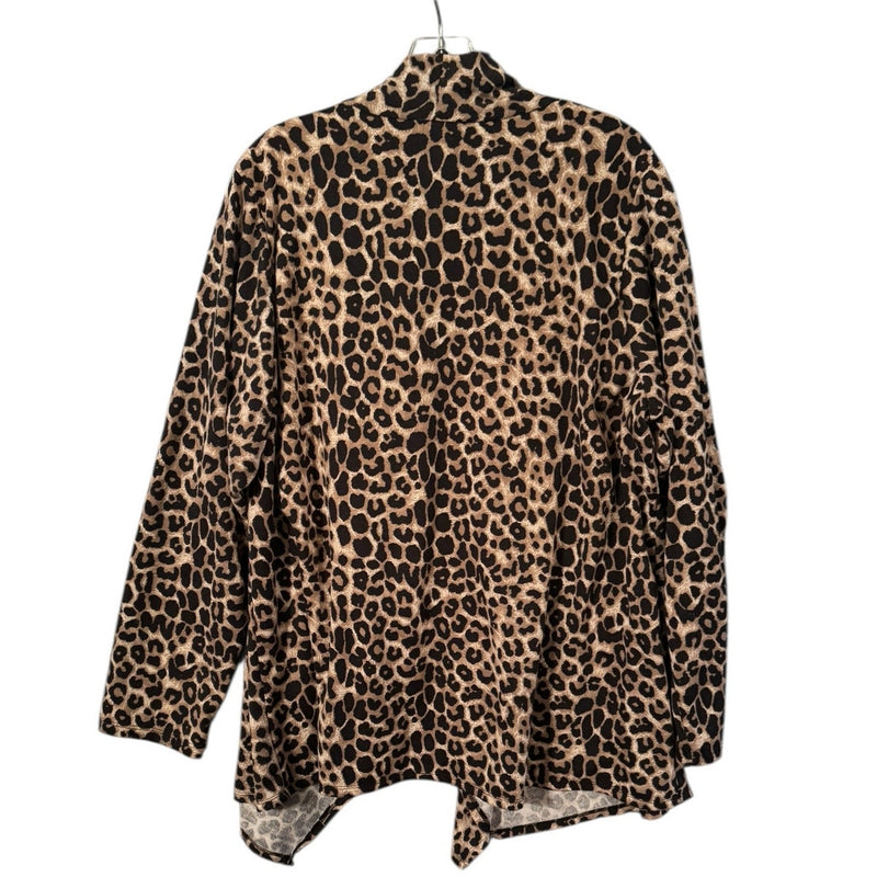 Bobeau 3X Leopard Animal Print Knit Jacket One Button Stretch Blazer