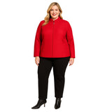 Ellen Tracy Red Quilted Wool-Silk Zip Jacket 20W