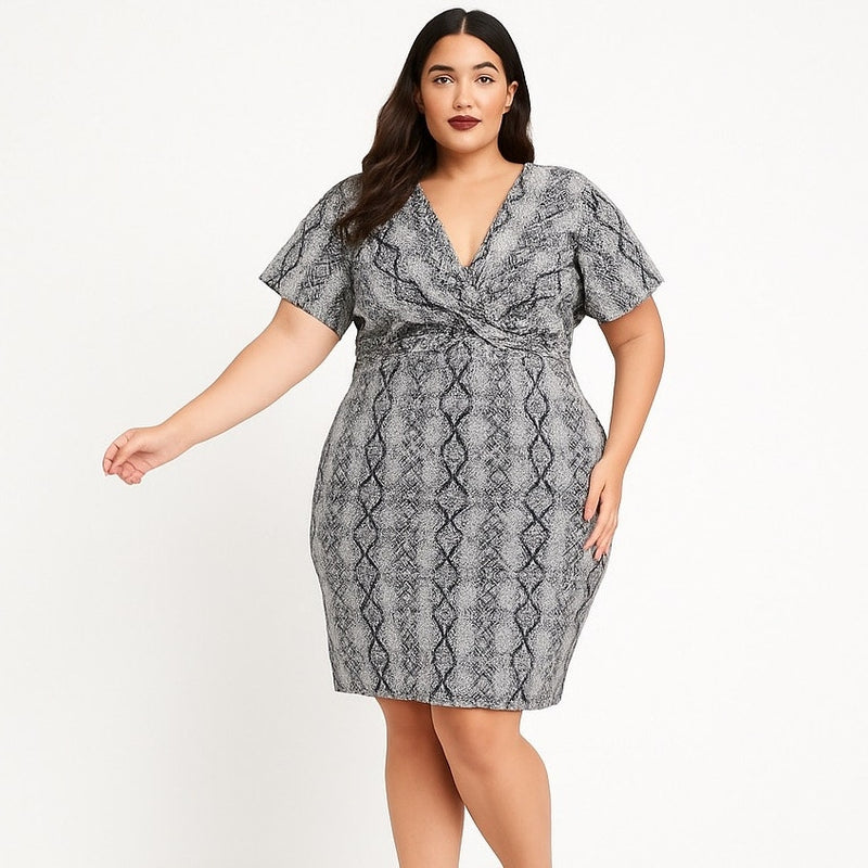 Symphony 2X Reptile Print Knot-Front Bodycon Dress