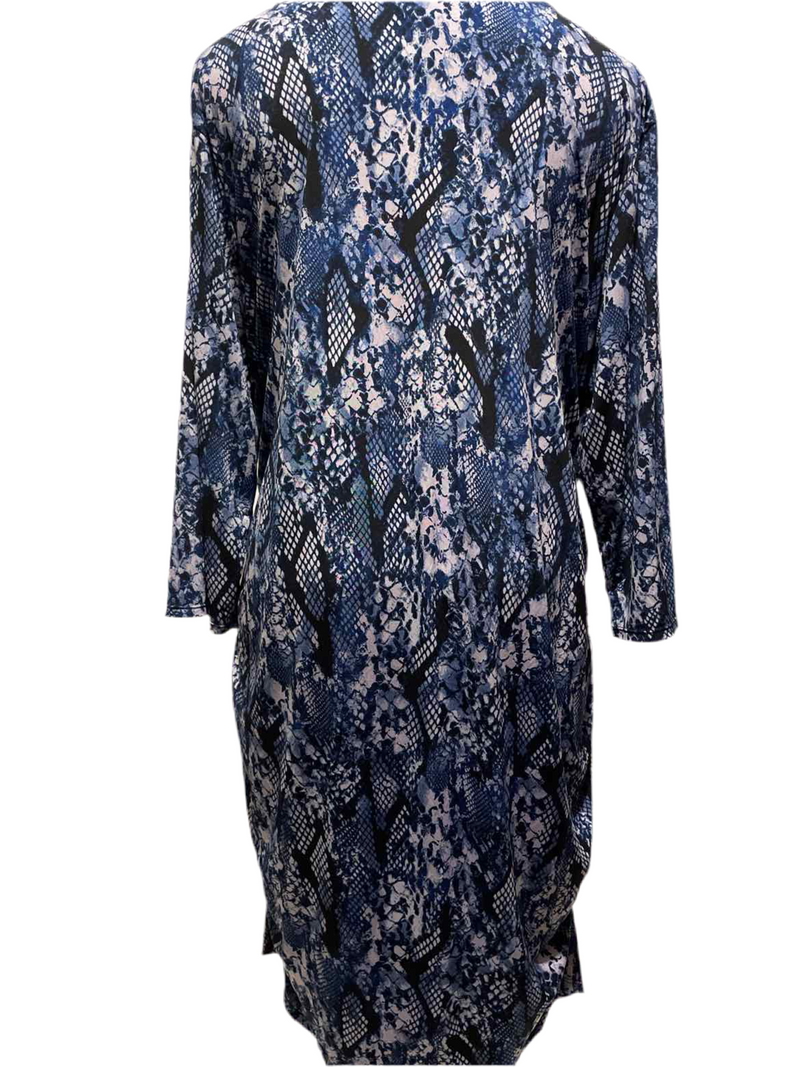 Miss Tina Size 26/28 Navy Print Dress