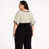 Joseph A Plus 3X Ribbed Knit Empire Waist Sweater Gray & Black Chic