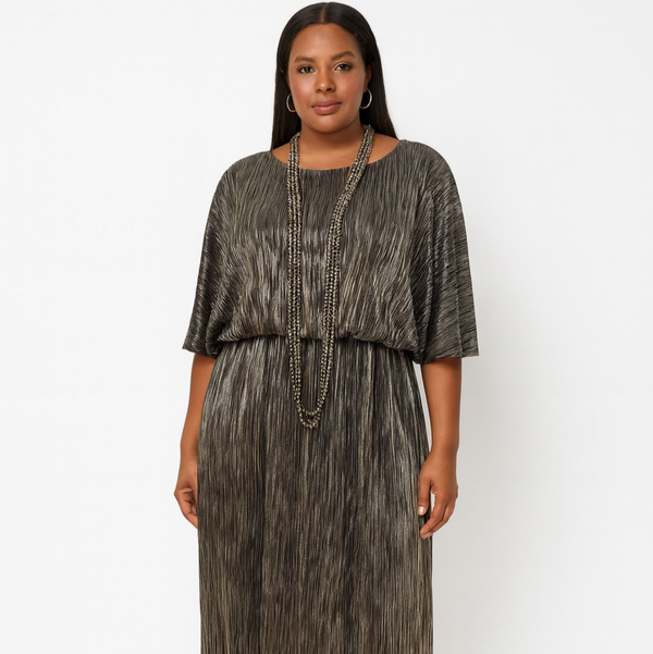 See N Be Seen Size 1X Black Print Evening Long Dress