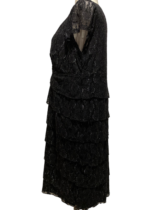 Scarlett Size 22W Black Print Evening Short Dress