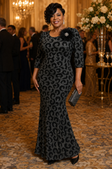 Goodtime usa Size 1X Black Print Evening Long Dress