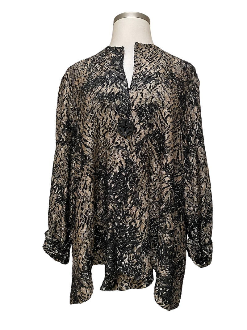Come N See Size 2X Black Print Cardigan - Style Plus Consignment Boutique