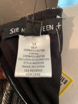 See N Be Seen Size 1X Black Print Evening Long Dress
