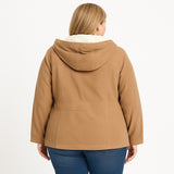 Sonoma 3X Hooded Corduroy Jacket Sherpa Hood Plaid Lining Zip Front