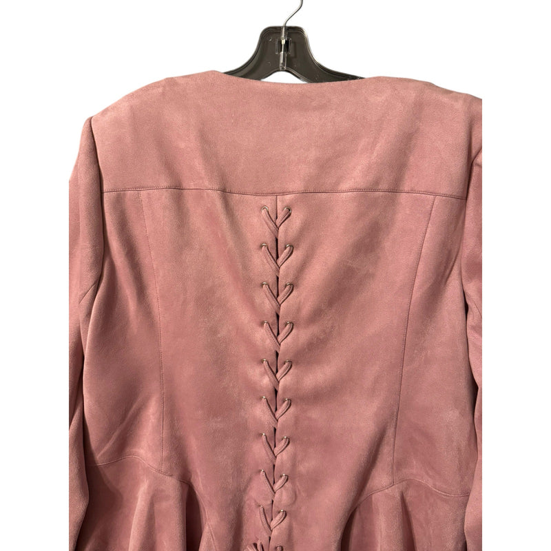 Lane Bryant Ultra Suede Peplum Jacket 24W Pink Zip Front