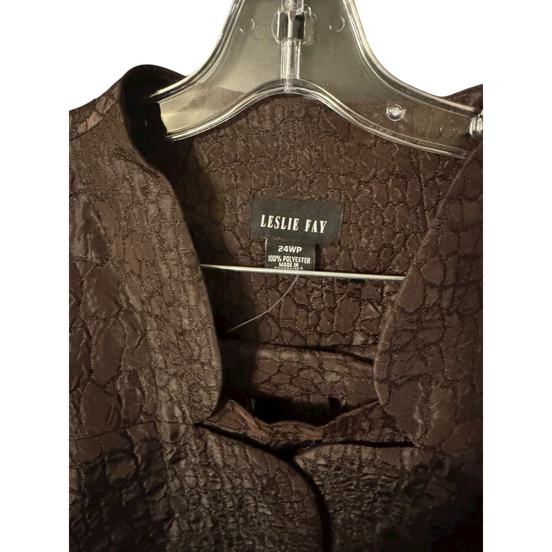 Leslie Fay Chocolate Brown Skirt Suit Set 2-Piece Plus Size Classic