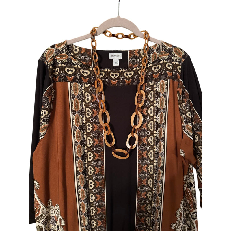 Avenue Boho Border Print Jersey Sheath Dress – Plus Size 26/28