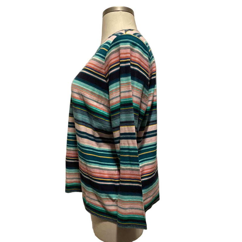 Talbots Woman 3X Petite 100% Cotton Multicolor Stripe Knit Top Casual Chic