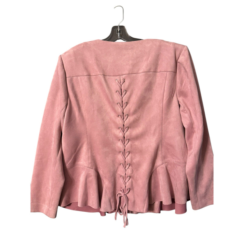Lane Bryant Ultra Suede Peplum Jacket 24W Pink Zip Front