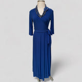Janette Plus Size 1X Royal Blue Long Sleeve Jersey Knit Dress - Style Plus Consignment Boutique