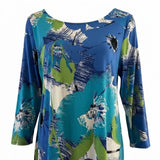 Ruby Road 1X Blue Green Sharkbite Tunic Top Stretch Rayon - Style Plus Consignment Boutique