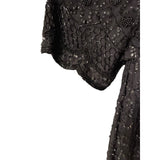 Brilliant Silk Beaded Cocktail Dress Black Tunic Overlay 2-Layer No Stretch Elegant 1X