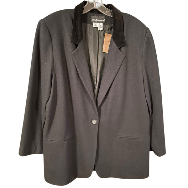 Sag Harbor 100% Wool Blazer – Size 18 – Classic Black, Fully Lined