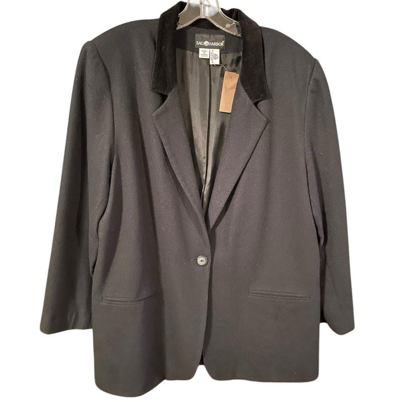Sag Harbor 100% Wool Blazer – Size 18 – Classic Black, Fully Lined