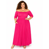 Sexy Diva Hot Pink Off-Shoulder Maxi Dress Plus Size 3X Glam Evening Resort