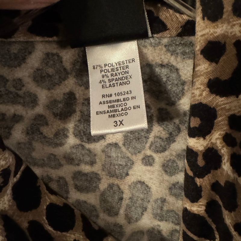 Bobeau 3X Leopard Animal Print Knit Jacket One Button Stretch Blazer