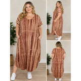 Plus Size Tie Dye Maxi Dress 2XL Boho Cocoon Pocket Dress Lounge Chic