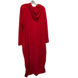 2XL Red Hooded Midi Dress Pockets Banded Hem Stretch