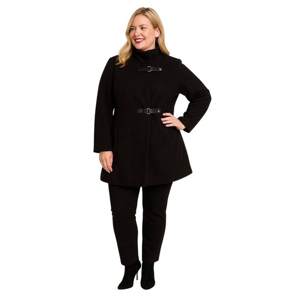Lauren Ralph Lauren Black Buckle-Tab Coat | Size 14 | Fully Lined