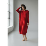 2XL Red Hooded Midi Dress Pockets Banded Hem Stretch