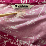 Nygard 3X Magenta Script Print V-Neck Jersey Knit Blouse