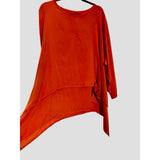 Plus Size Orange Layered Tunic Top 5X Fits 3X 4X Asymmetrical Pocket Drape - Style Plus Consignment Boutique