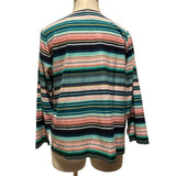Talbots Woman 3X Petite 100% Cotton Multicolor Stripe Knit Top Casual Chic