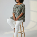 Premise Paisley Asymmetrical Tunic Top Size Large Flowy Boho Career Chic - Style Plus Consignment Boutique
