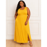 Emery Rose 4X Mustard Yellow Maxi Dress | Soft Stretch | Elastic Waist | Plus Size
