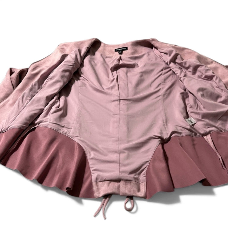 Lane Bryant Ultra Suede Peplum Jacket 24W Pink Zip Front