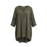 Plus Size Olive Green High Low Tunic Top Boho Flowy Blouse 3X