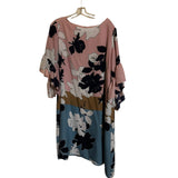 Taylor Woman 22W Floral Shift Dress Pink Blue Bell Sleeve Lined  Plus Size