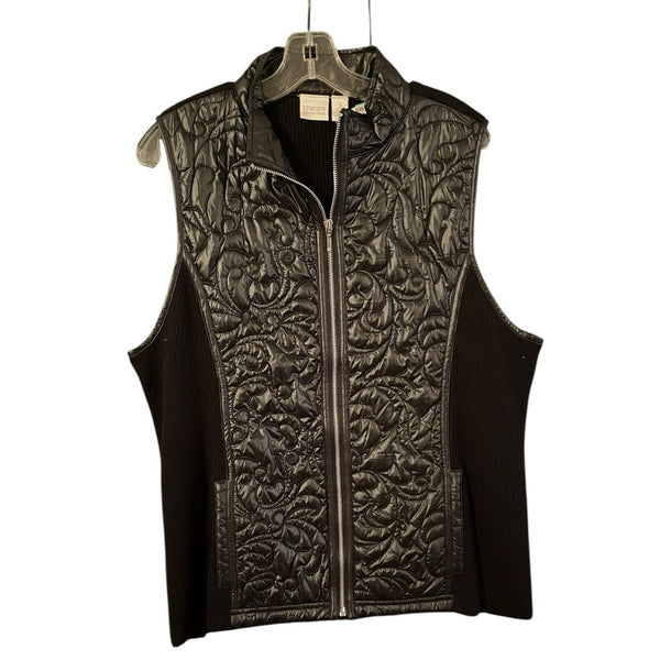 Chico’s Size 3 (14-16) Quilted Scroll Puffer Front & Knit Back Vest NWT