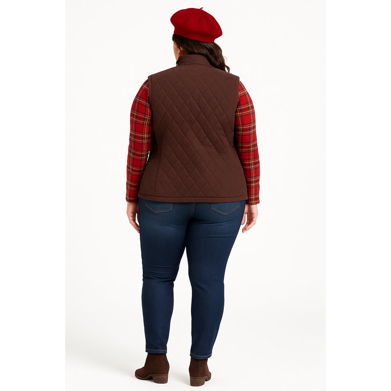 Salon Z Real Clothes Quilted Corduroy Vest Brown Size 16