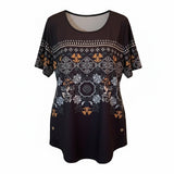 Shein Curve 4X Black Boho Floral Print Top | Plus Size | Stretchy Comfort
