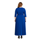 Janette Plus Size 1X Royal Blue Long Sleeve Jersey Knit Dress - Style Plus Consignment Boutique