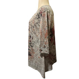 3X Floral Flowy Tunic Top 3/4 Sleeve Scoop Neck Boho Casual Knit