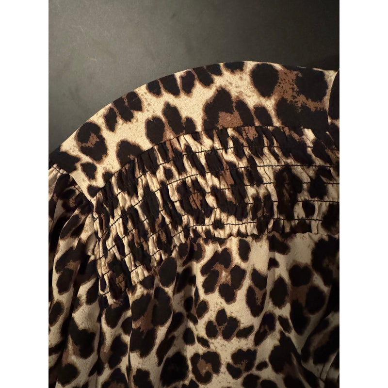 By Design Leopard Print Bow Tie Blouse 3X – Ruched Sleeves, Chic Pullover Style