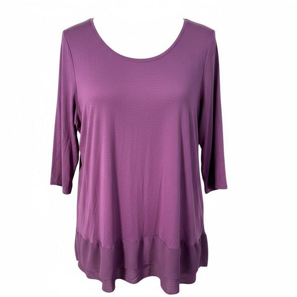 Lane Bryant Deep Purple Tunic Top with Chiffon Hem, Size 22–24