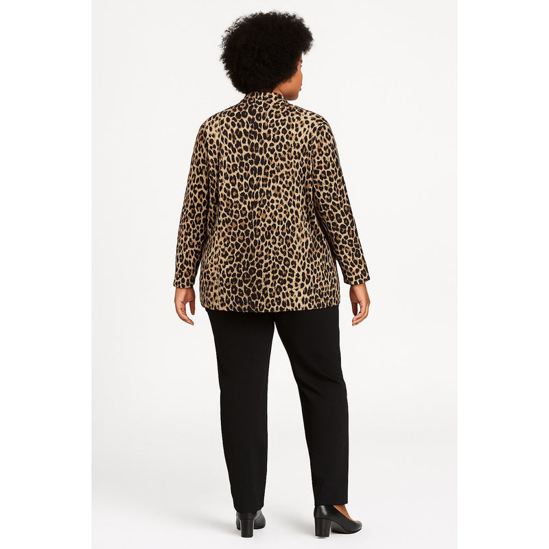 Bobeau 3X Leopard Animal Print Knit Jacket One Button Stretch Blazer